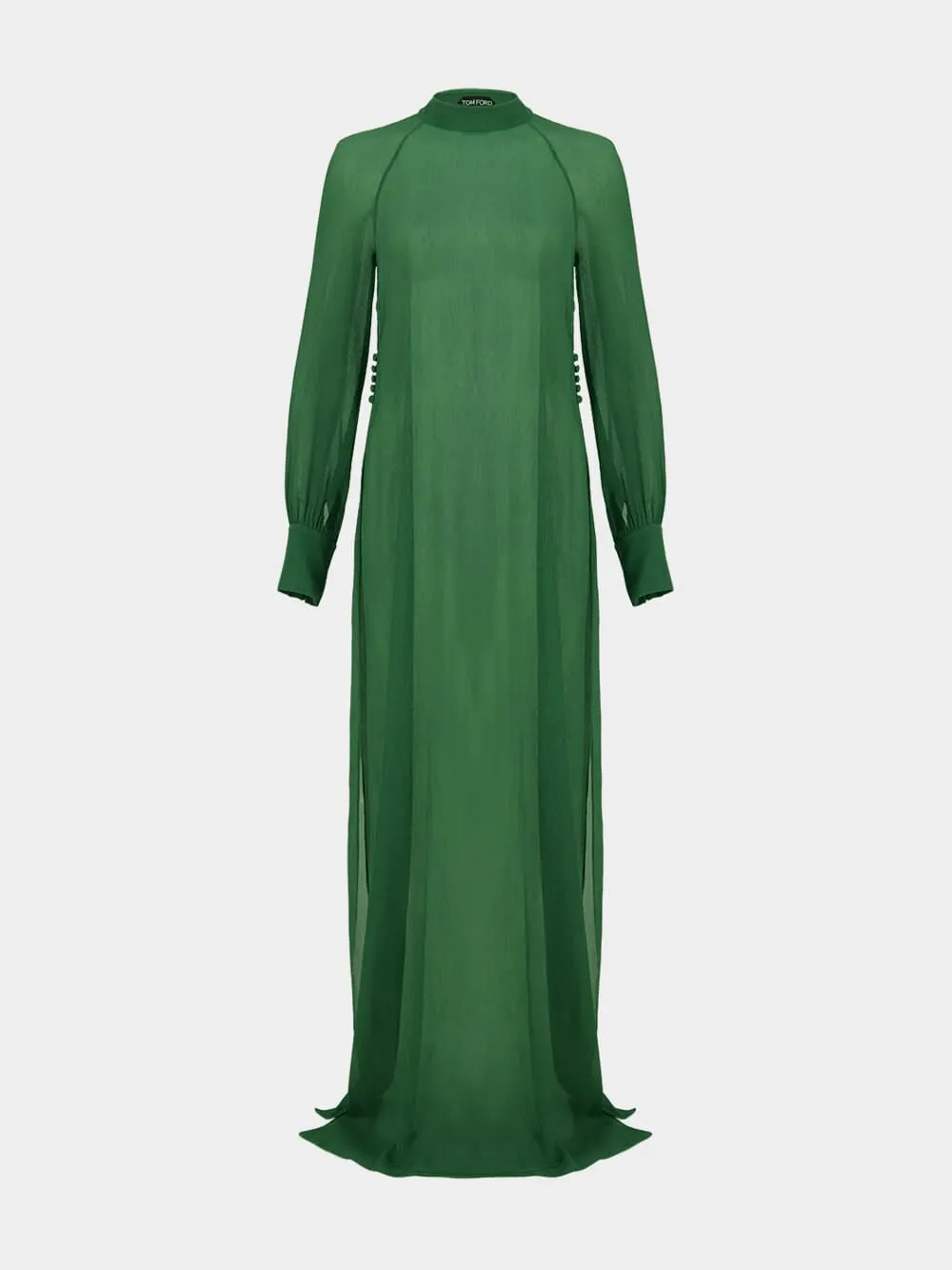 Green Silk Crepon Maxi Dress