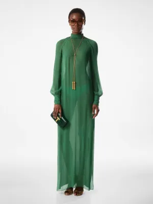 Green Silk Crepon Maxi Dress