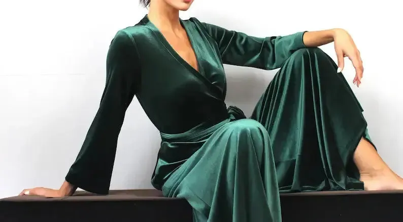 Green Velvet Jumpsuit