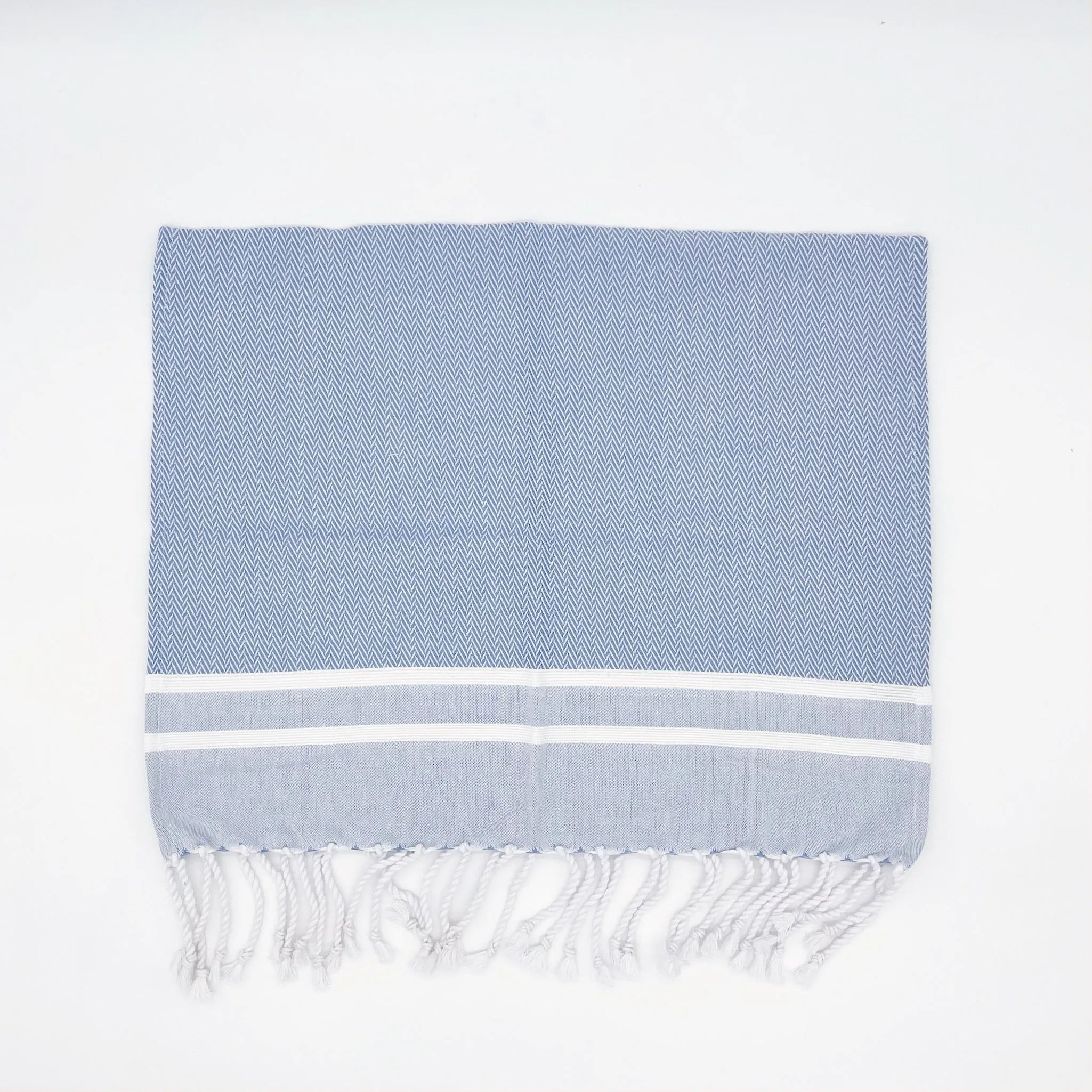 Guest Towel - Blue and White Herringbone