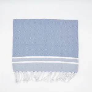 Guest Towel - Blue and White Herringbone