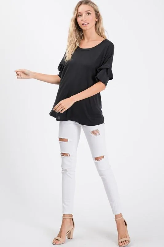 HAILEY RUFFLE SLEEVE TOP