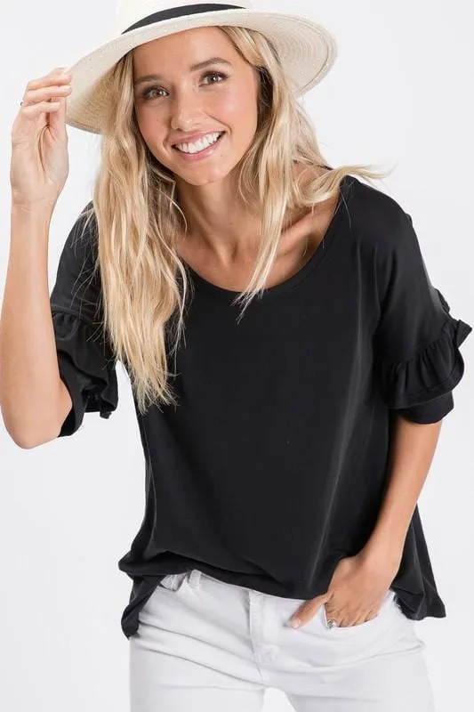 HAILEY RUFFLE SLEEVE TOP
