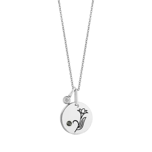 Hallmark Fine Jewelry May Flower of the Month Pendant in Sterling Silver with Green Tourmaline and Diamond Accent