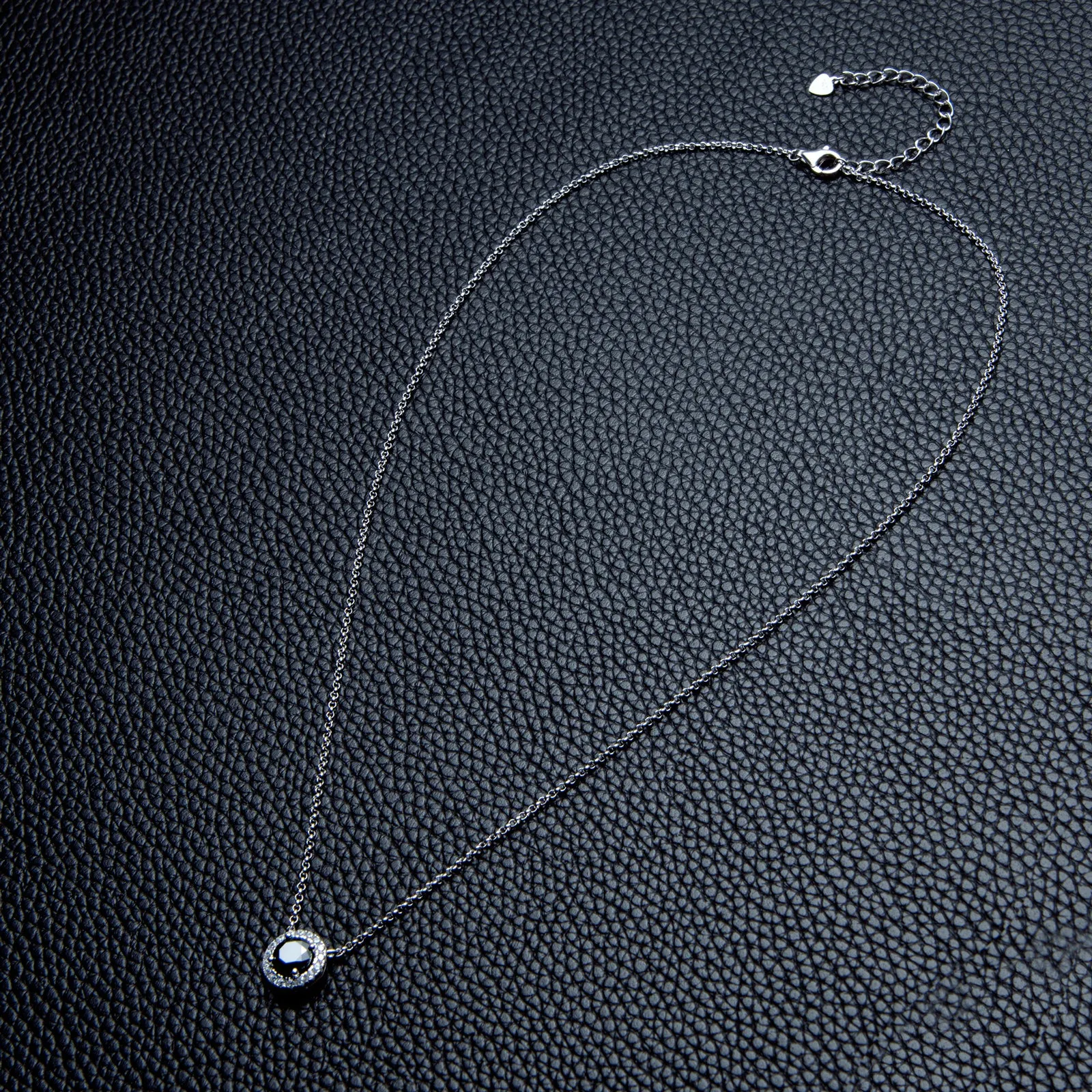 Halo 1ct Round Cut Black Moissanite Pendant Necklace
