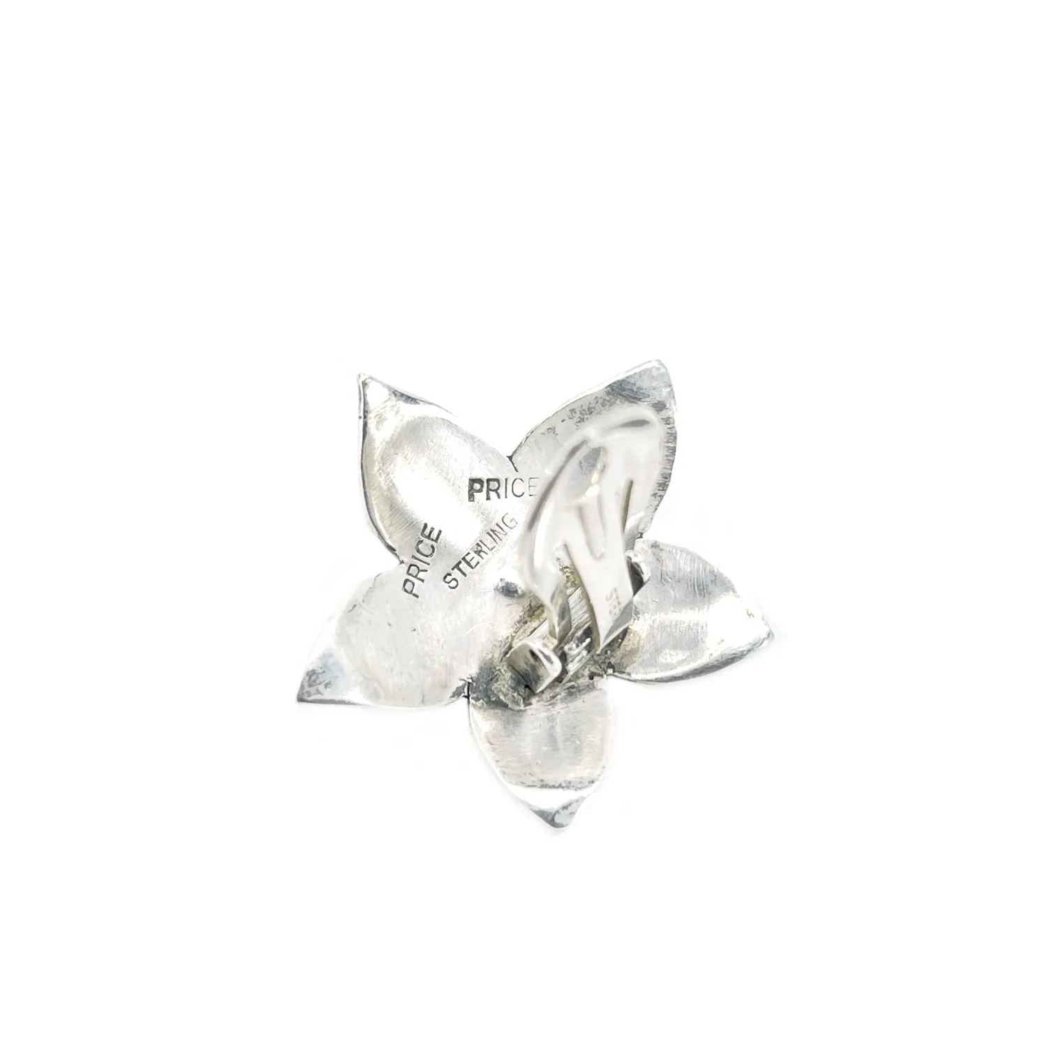 Handmade Price Floral Akoya Saltwater Cultured Pearl Cluster Clip Earrings- Sterling Silver