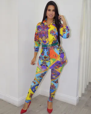 Hello Gorgeous Multi Print Pants Set