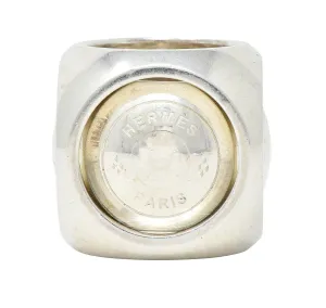 Hermés Paris Modernist Sterling Silver Spinning Cube Vintage Ring