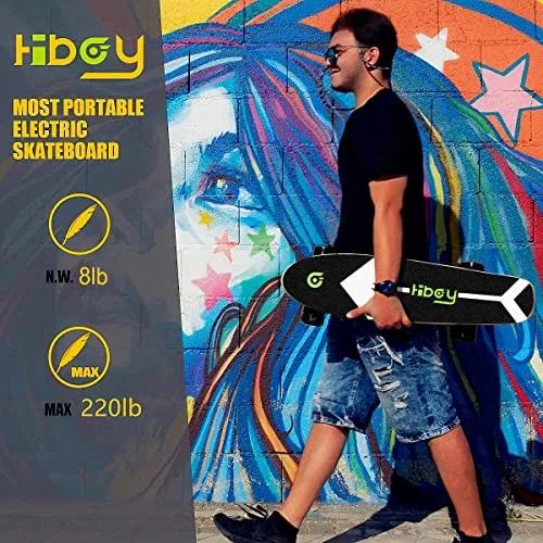 Hiboy S11 Electric Skateboard with Wireless Remote, E-Skateboard Max Speed 12.4 mph, Range 6-9 Miles, 350W Motor Eskateboard for Adults Teens (Upgraded Version)