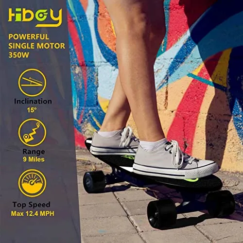Hiboy S11 Electric Skateboard with Wireless Remote, E-Skateboard Max Speed 12.4 mph, Range 6-9 Miles, 350W Motor Eskateboard for Adults Teens (Upgraded Version)