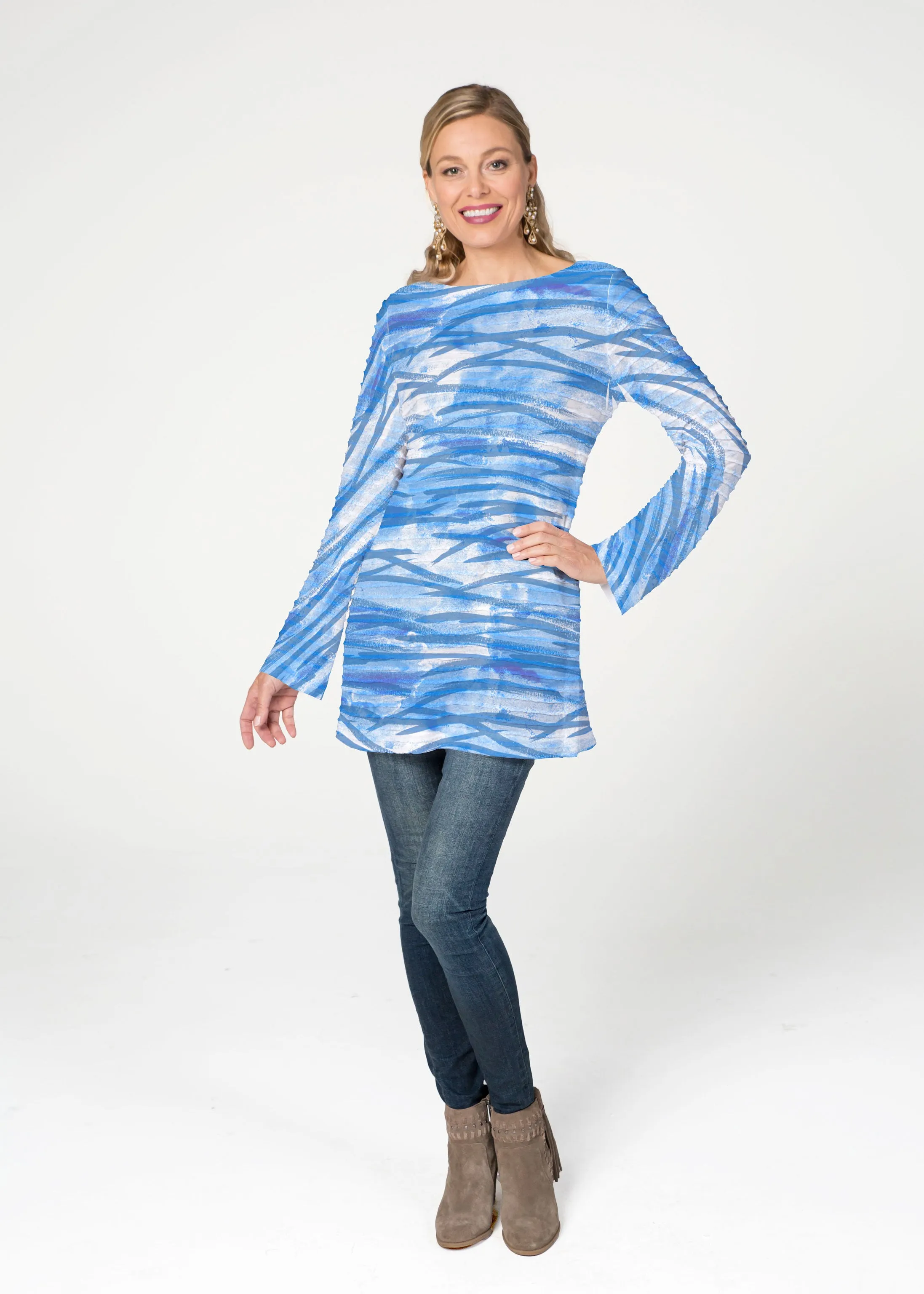 High Tide (8071) ~ Banded Boatneck Tunic