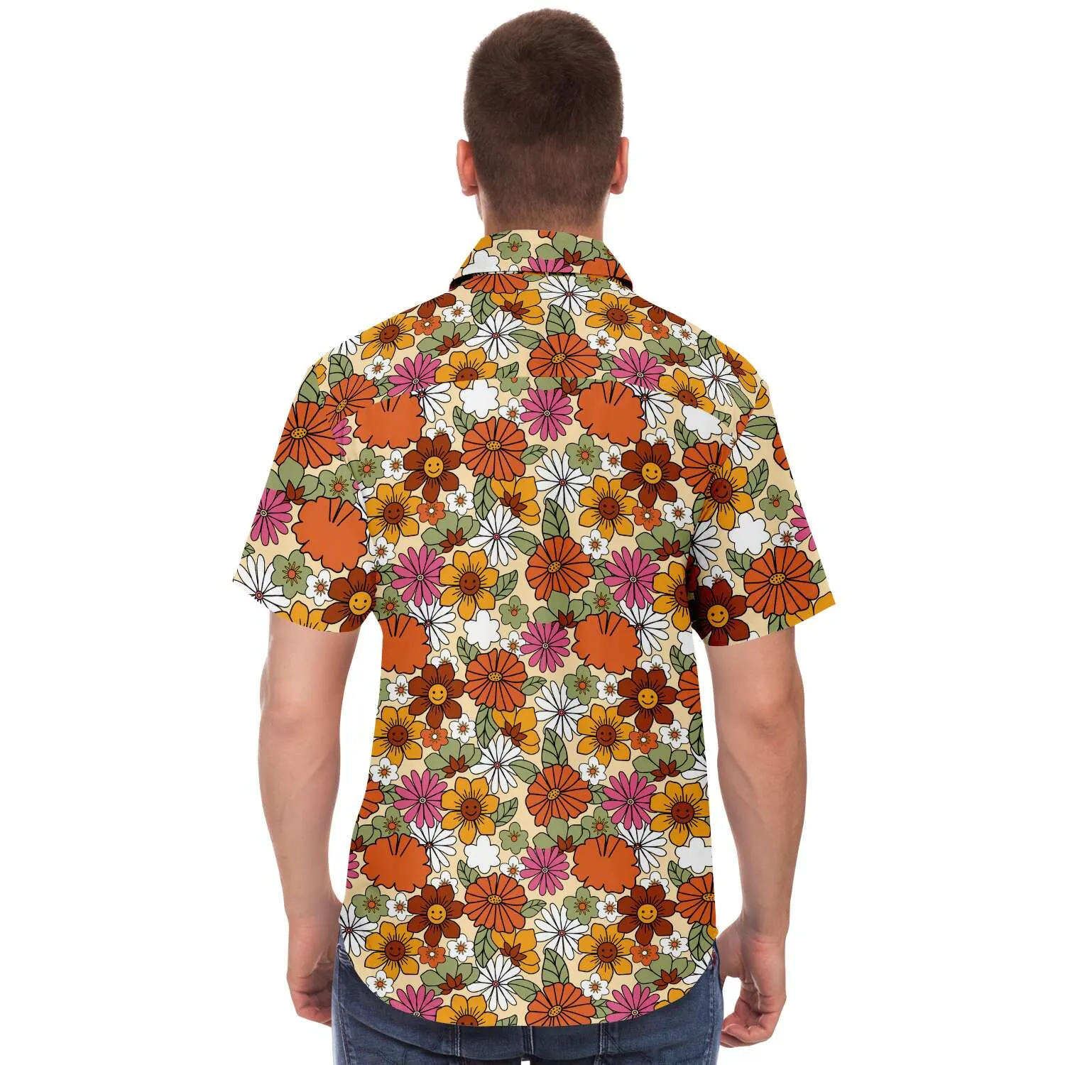 Hippie Flower Power Button Up Shirt
