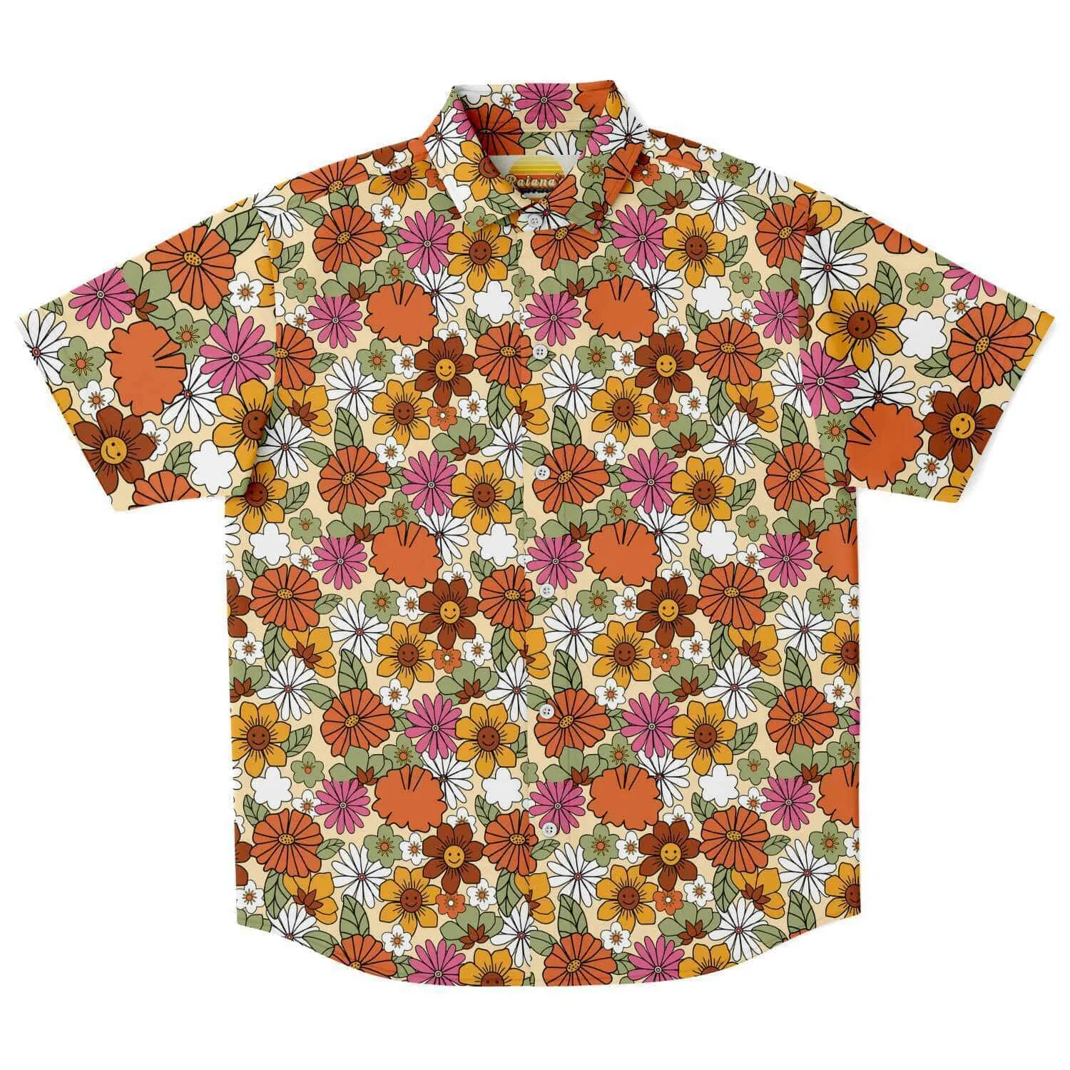 Hippie Flower Power Button Up Shirt