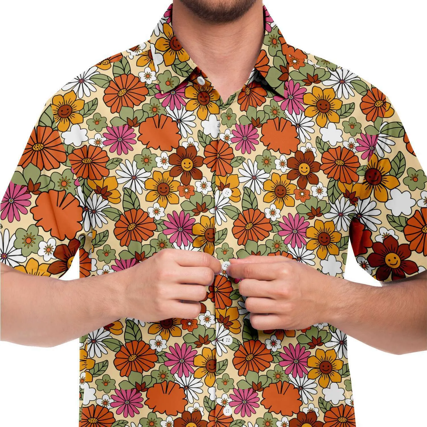 Hippie Flower Power Button Up Shirt