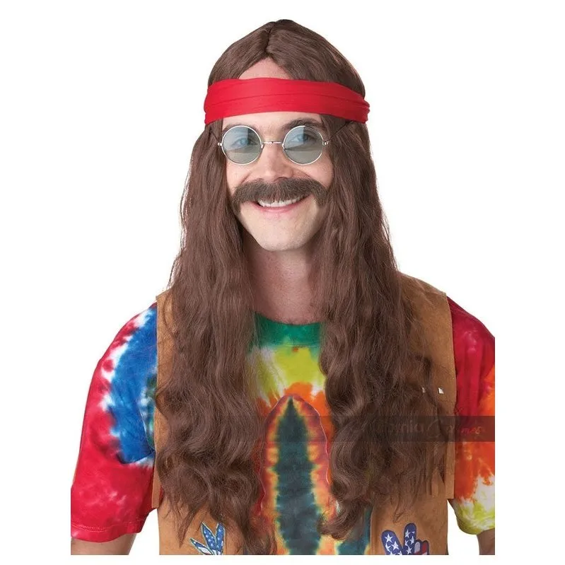 Hippie Man Wig & Moustache