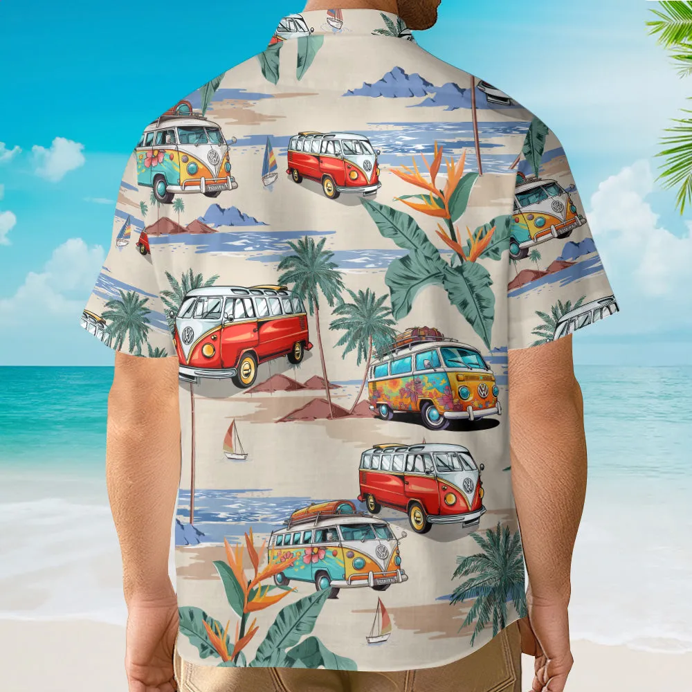 Hippie Vintage Van Retro Beach Bus Tropical - Hawaiian Shirt