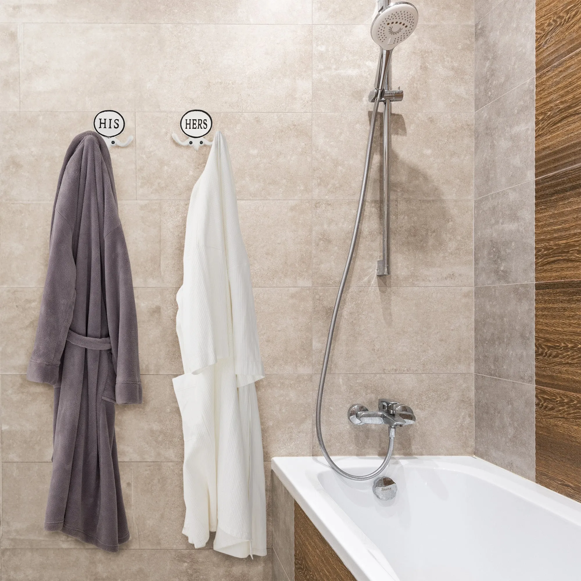His and Hers Towel Hooks (Set of 2, All-White)