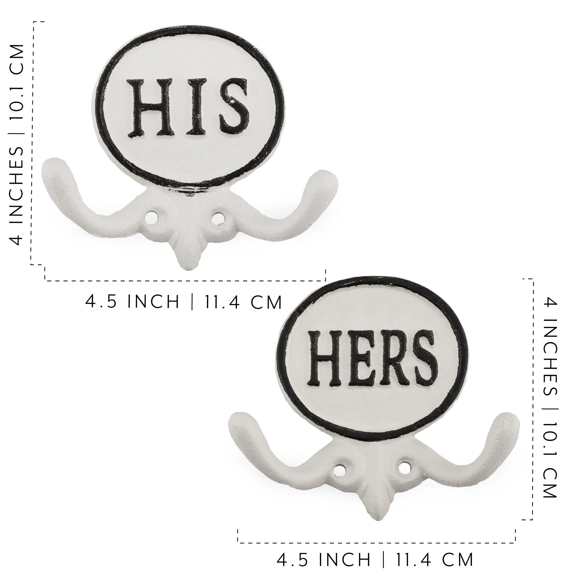 His and Hers Towel Hooks (Set of 2, All-White)