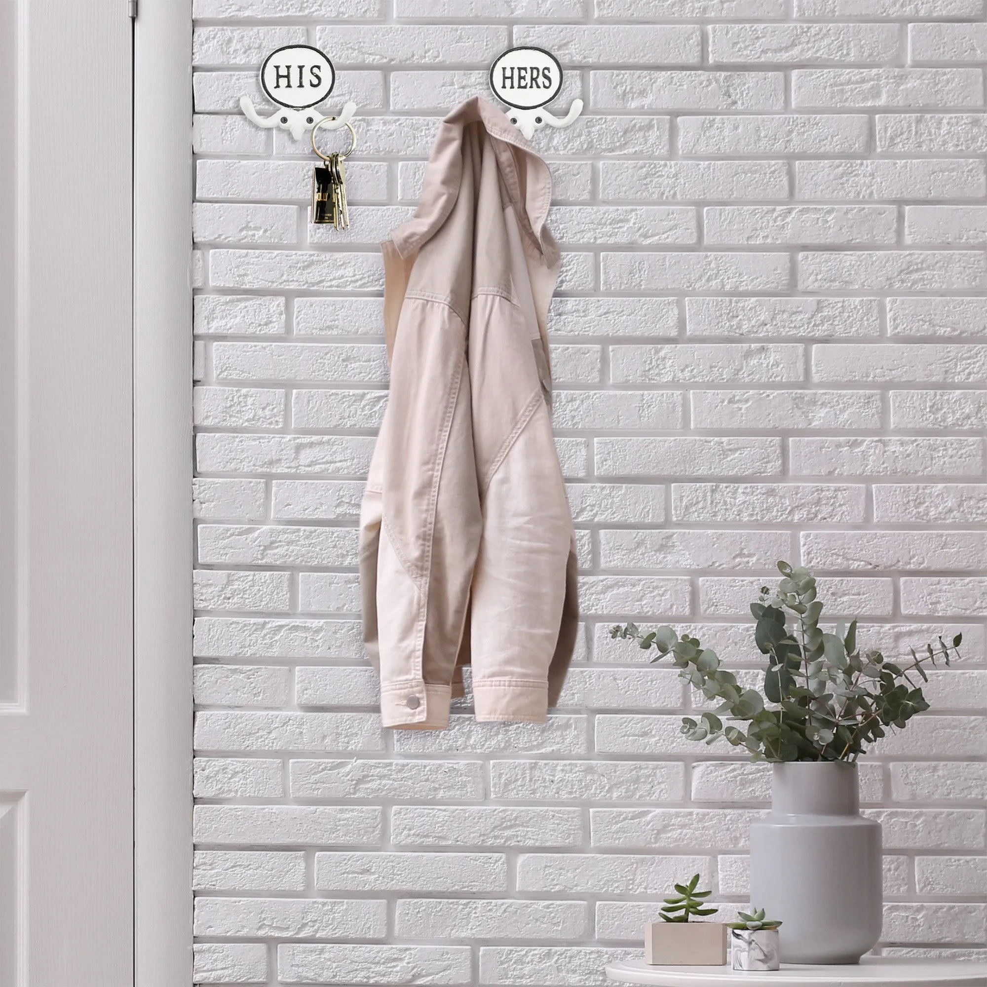 His and Hers Towel Hooks (Set of 2, All-White)