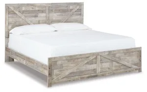 Hodanna Whitewash King Crossbuck Panel Bed
