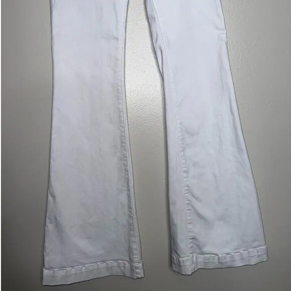 Hudson Taylor High Waisted Flare Jeans Patch Pockets White Size 6/28 ‘70s Style