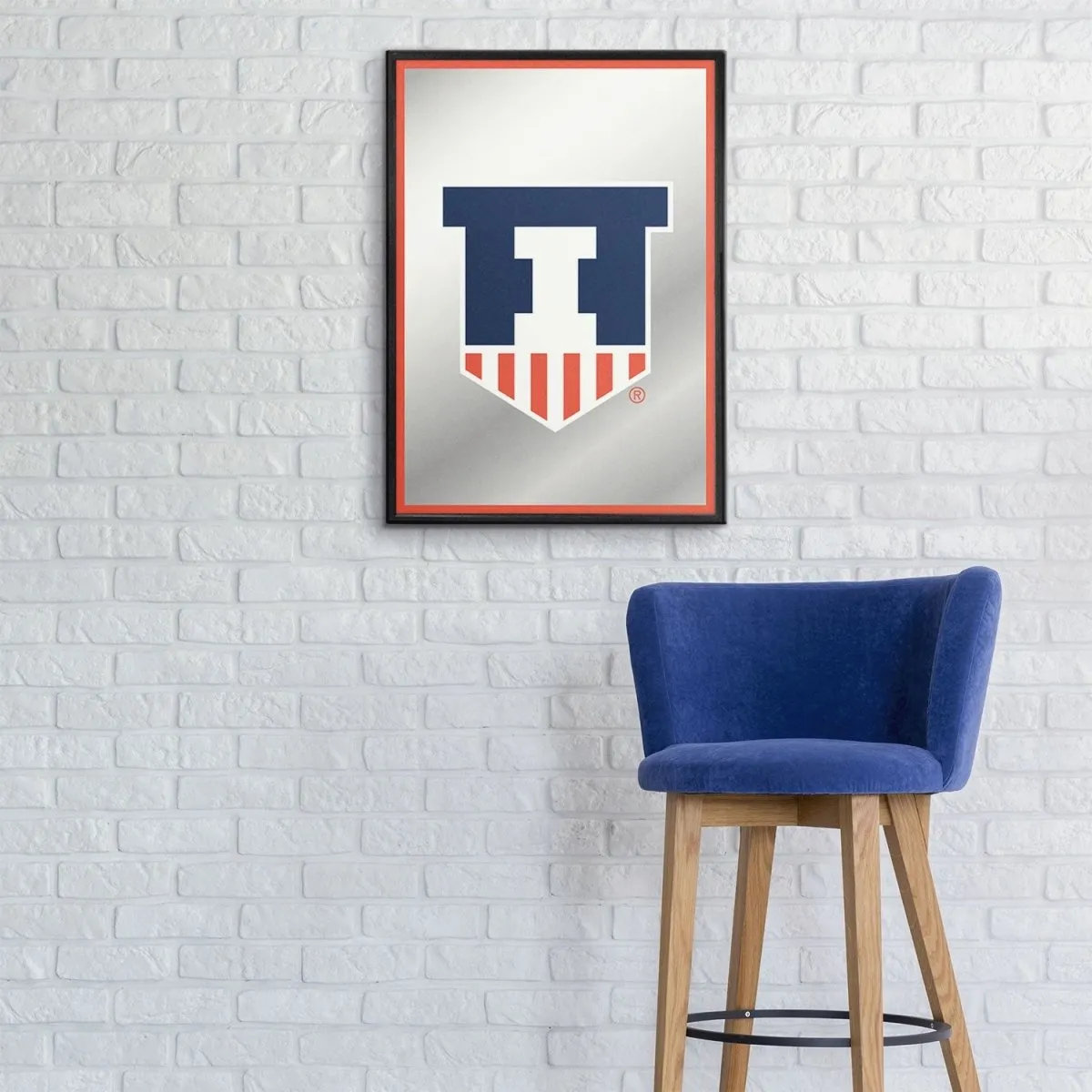Illinois Fighting Illini: Badge - Framed Mirrored Wall Sign