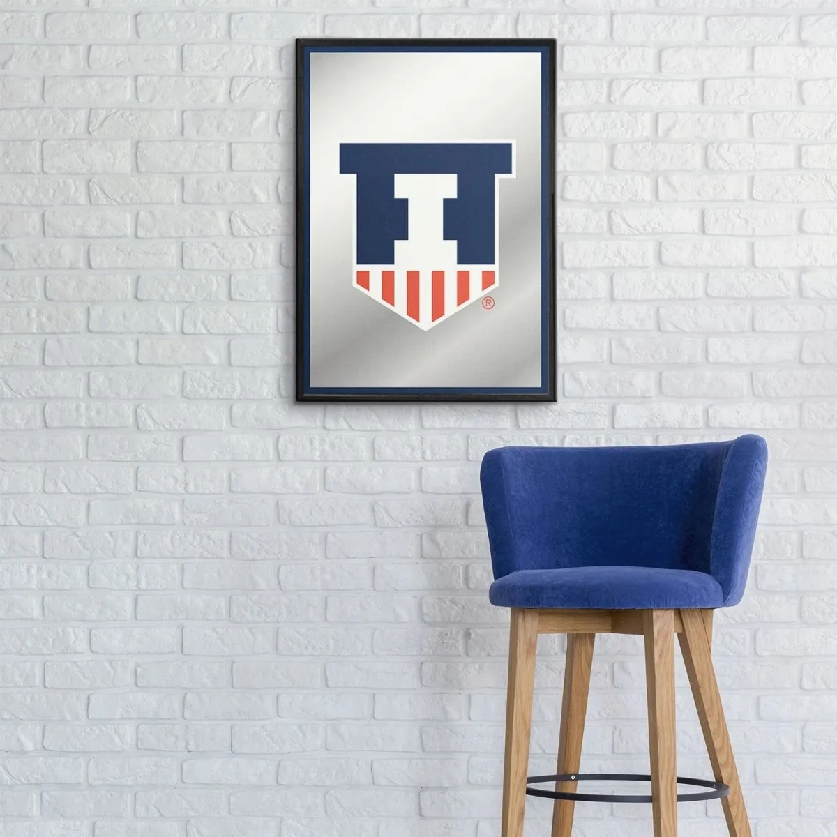Illinois Fighting Illini: Badge - Framed Mirrored Wall Sign