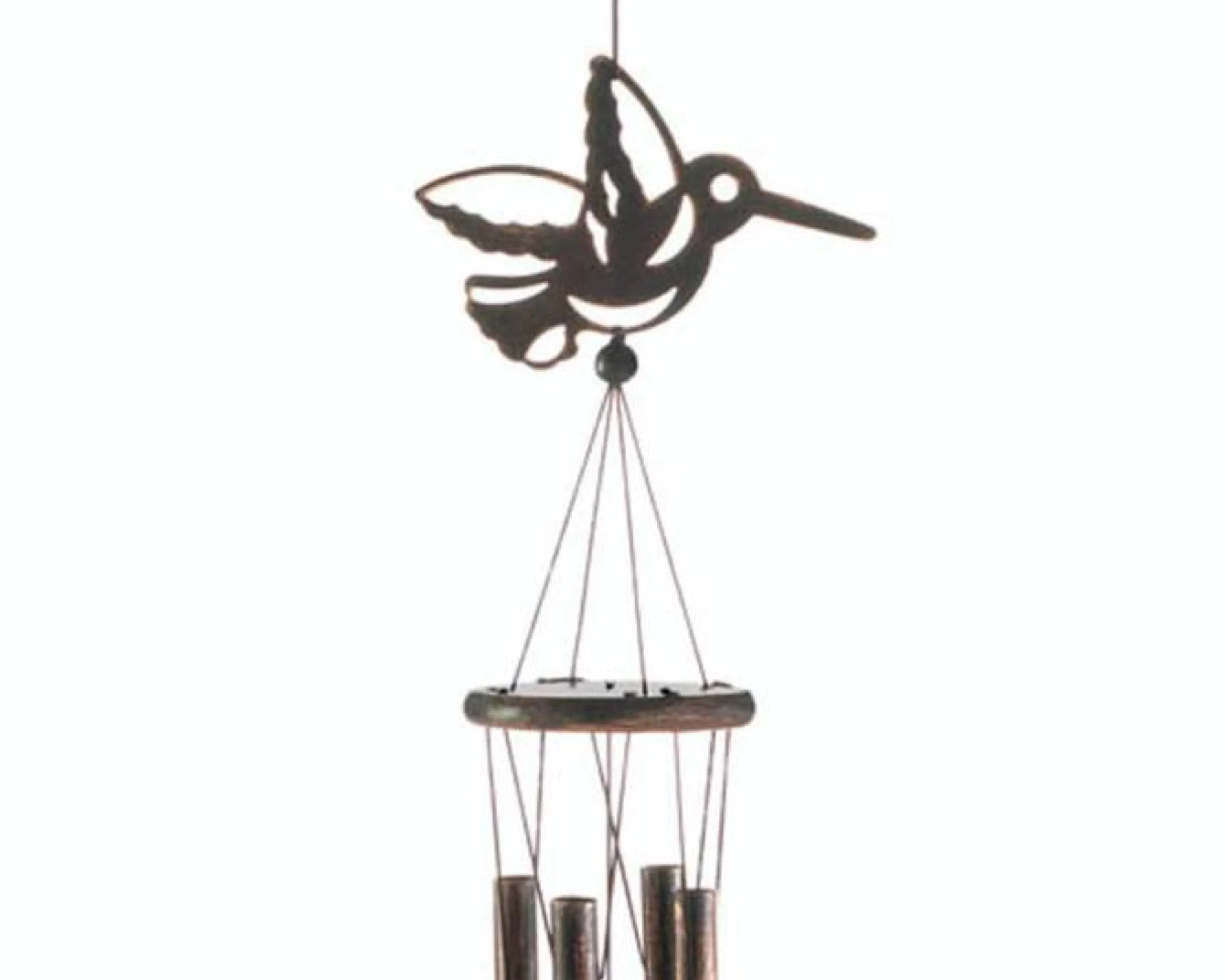 Iron flying hummingbird garden wind chime