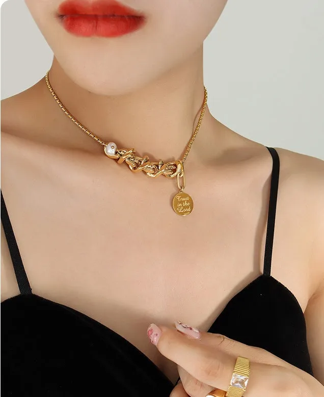 Irregular Retro-Inspired Statement Necklace