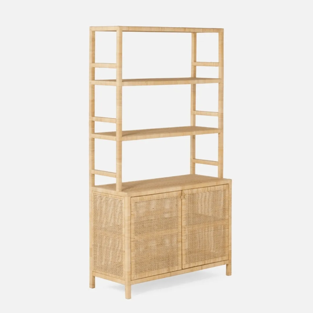 Islamorada Rattan Bookcase w/Hutch