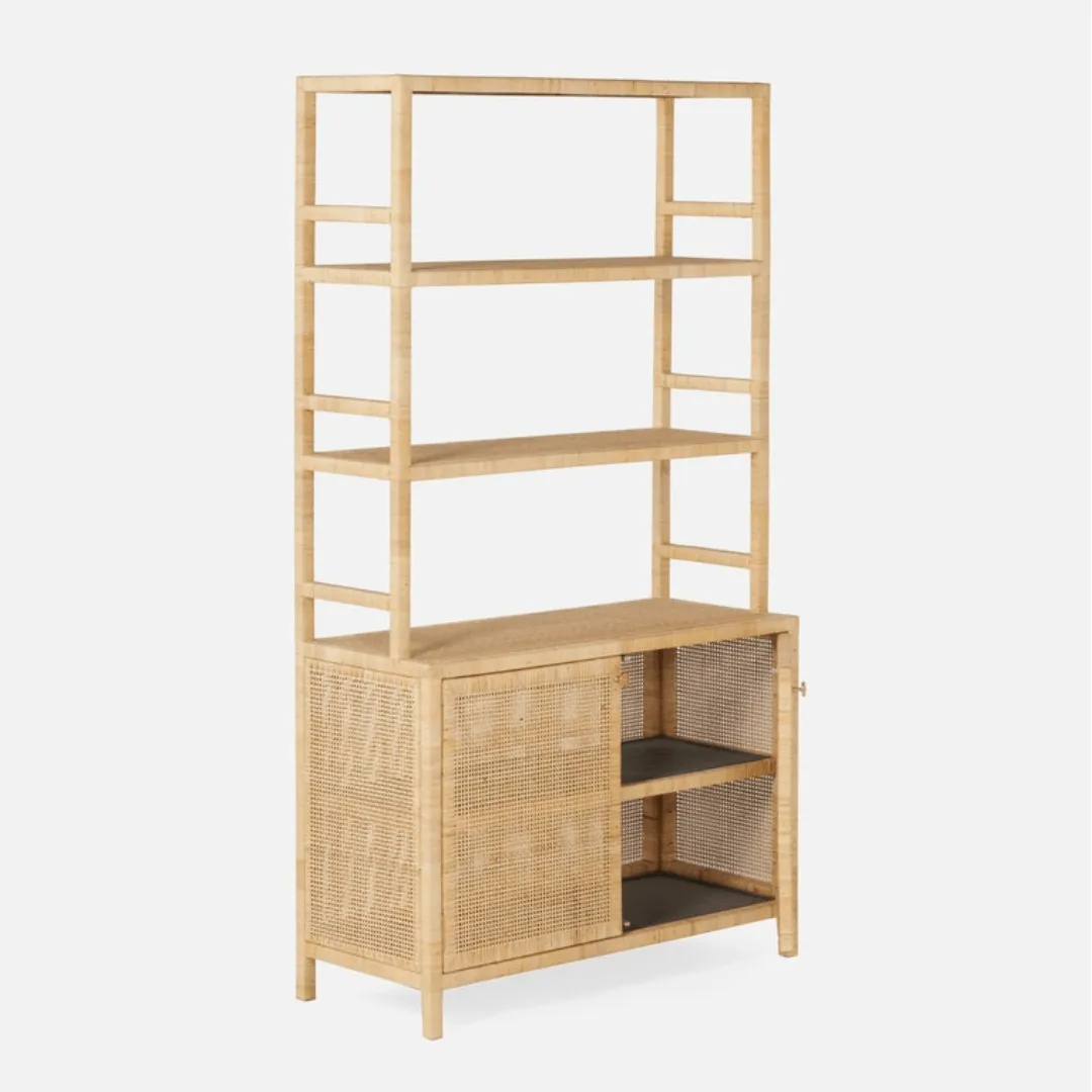 Islamorada Rattan Bookcase w/Hutch