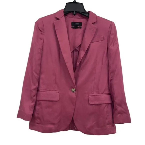 J CREW Alfie Blazer Gramercy Twill Raspberry 2 petite