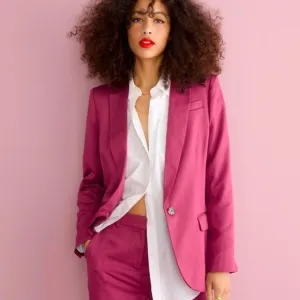 J CREW Alfie Blazer Gramercy Twill Raspberry 2 petite