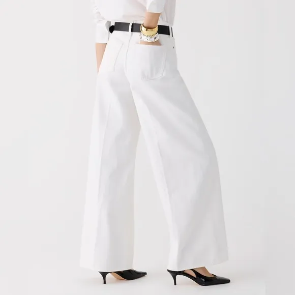 J. Crew Women’s High-rise superwide-leg jean in white