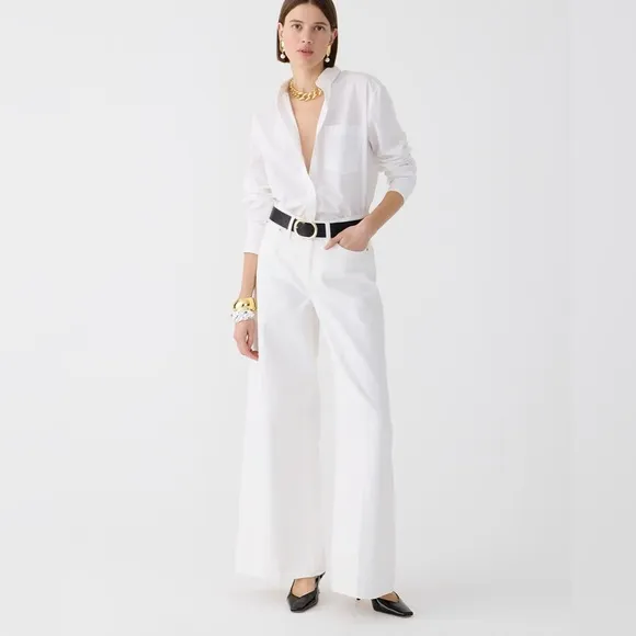 J. Crew Women’s High-rise superwide-leg jean in white