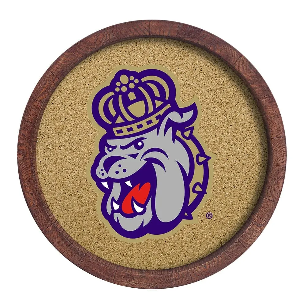 James Madison Dukes: Mascot - "Faux" Barrel Framed Cork Board