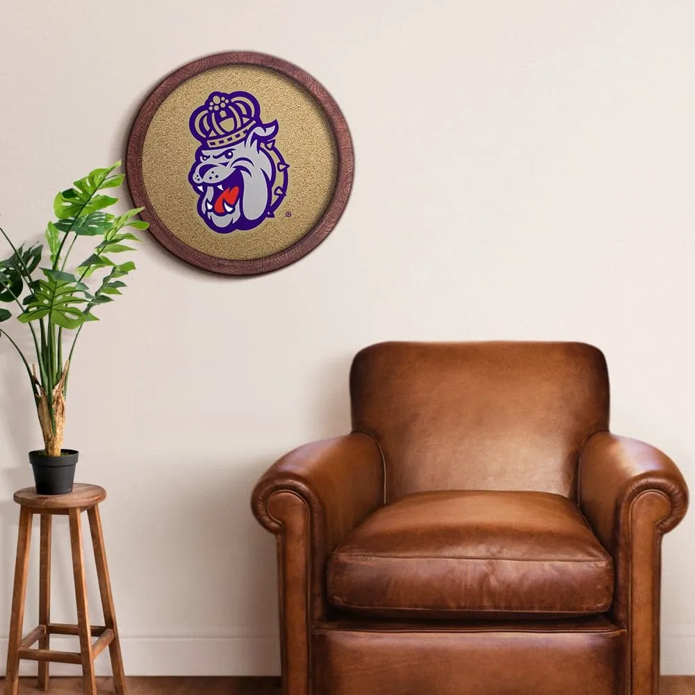 James Madison Dukes: Mascot - "Faux" Barrel Framed Cork Board