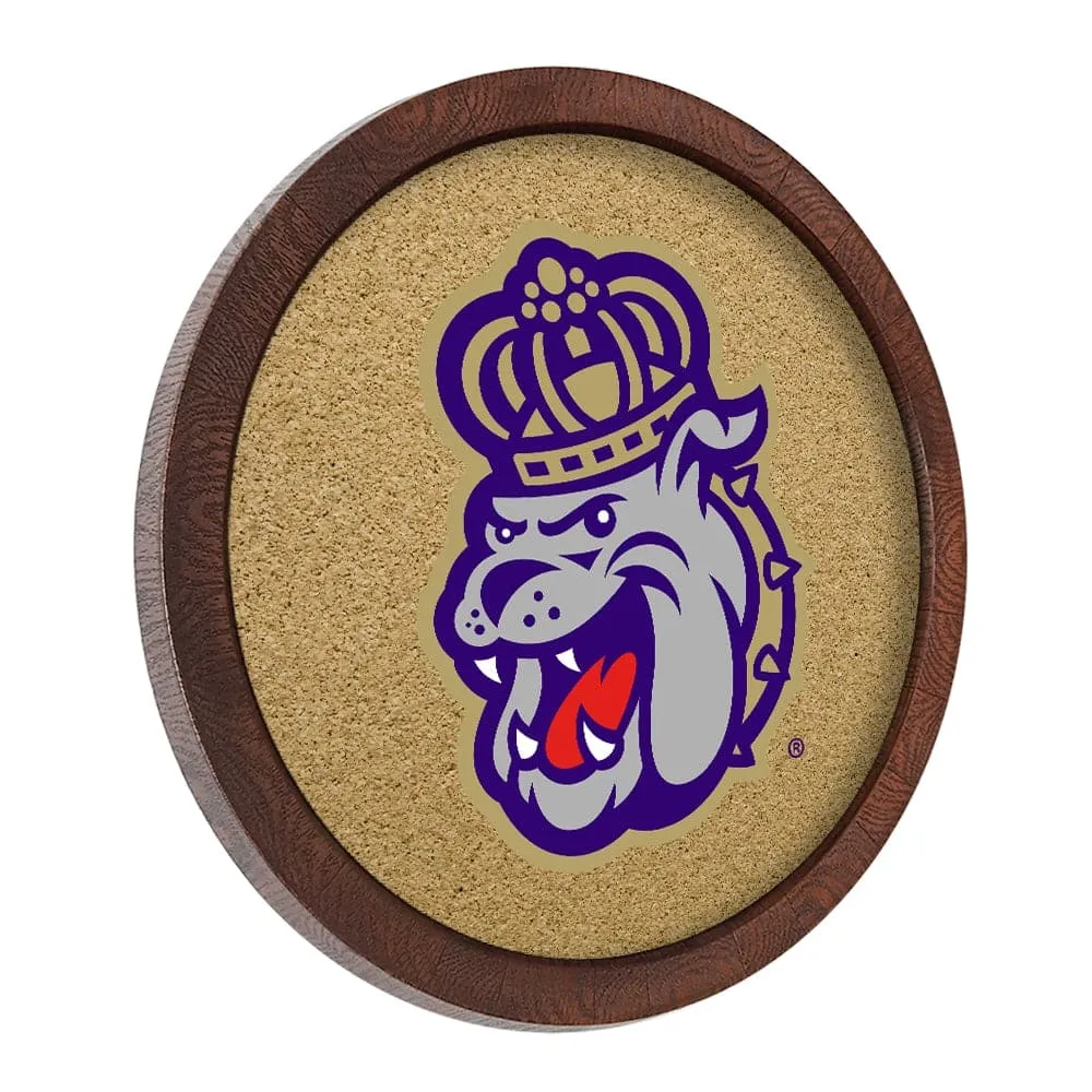 James Madison Dukes: Mascot - "Faux" Barrel Framed Cork Board