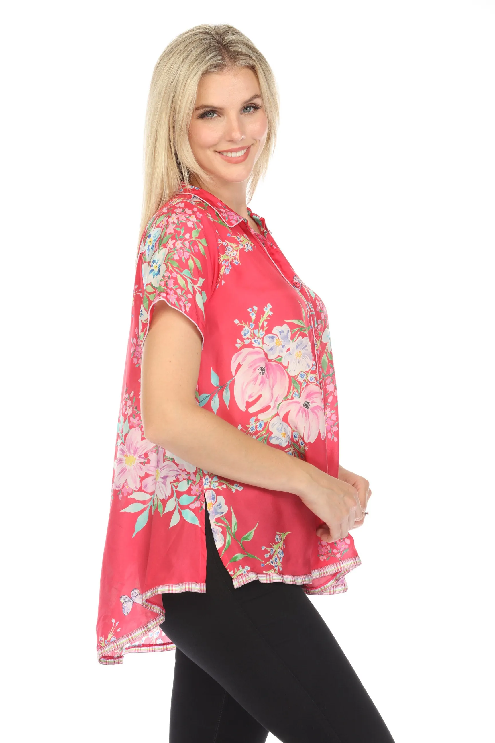 Johnny Was Emelda Maddi Silk Floral Tunic Top Boho Chic C20524A5