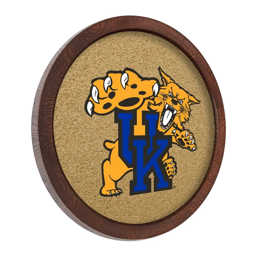 Kentucky Wildcats: Mascot - "Faux" Barrel Framed Cork Board