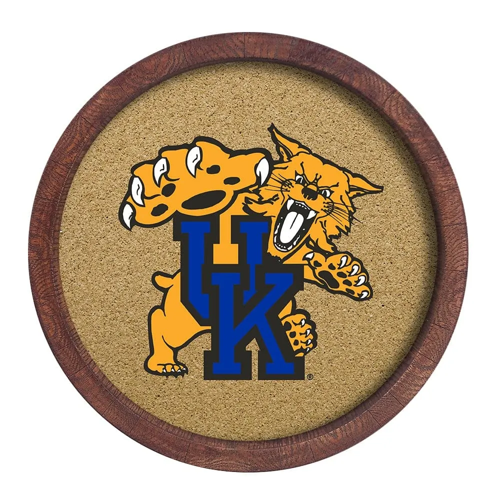 Kentucky Wildcats: Mascot - "Faux" Barrel Framed Cork Board