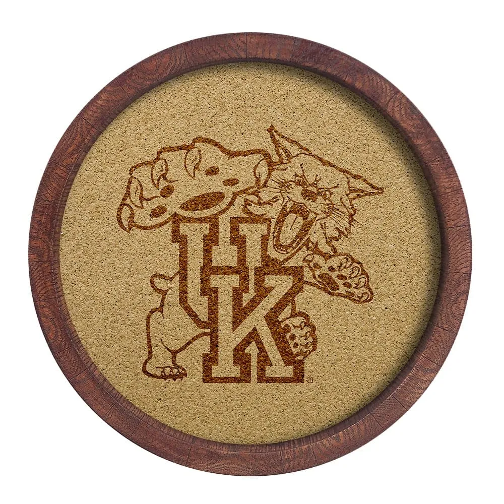 Kentucky Wildcats: Mascot - "Faux" Barrel Framed Cork Board