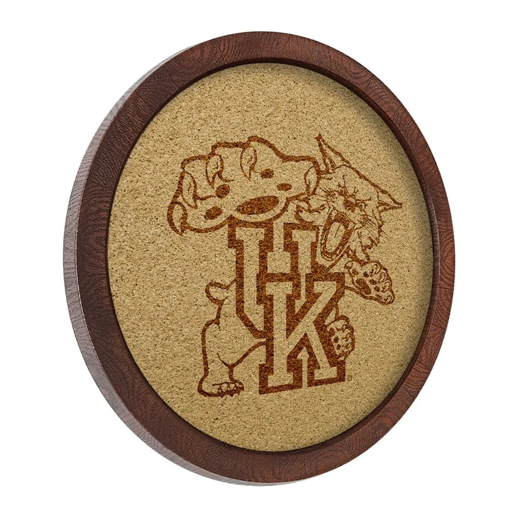 Kentucky Wildcats: Mascot - "Faux" Barrel Framed Cork Board