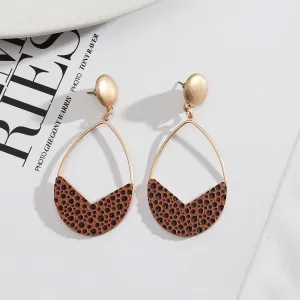 Khaki & Black Polystyrene Spot Open Teardrop Earrings