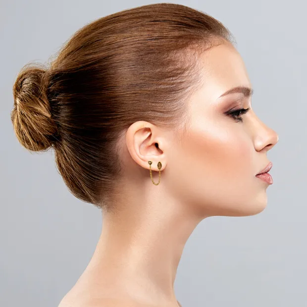 Kitten Gold Chain Earrings