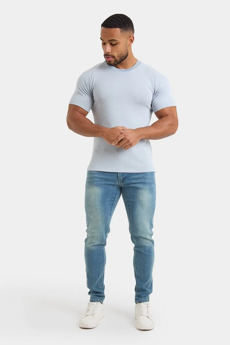 Knit Look T-Shirt in Chalk Blue