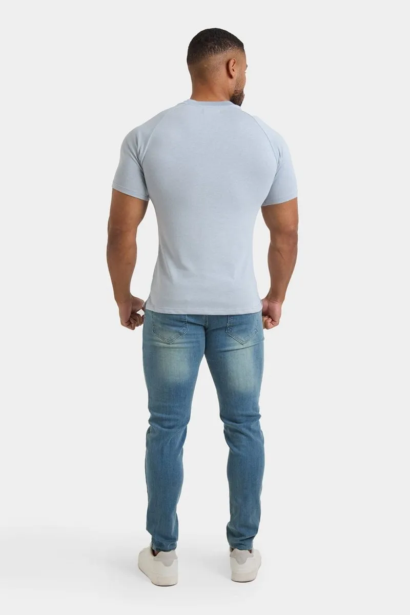Knit Look T-Shirt in Chalk Blue