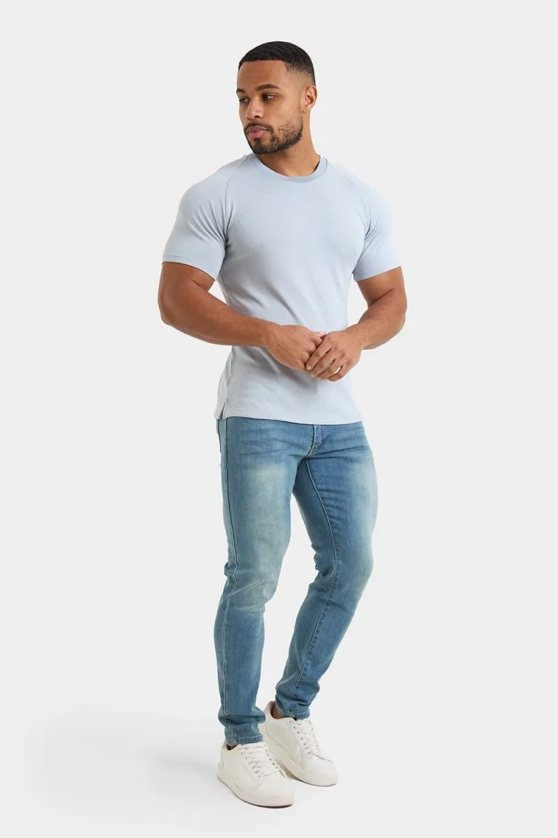 Knit Look T-Shirt in Chalk Blue
