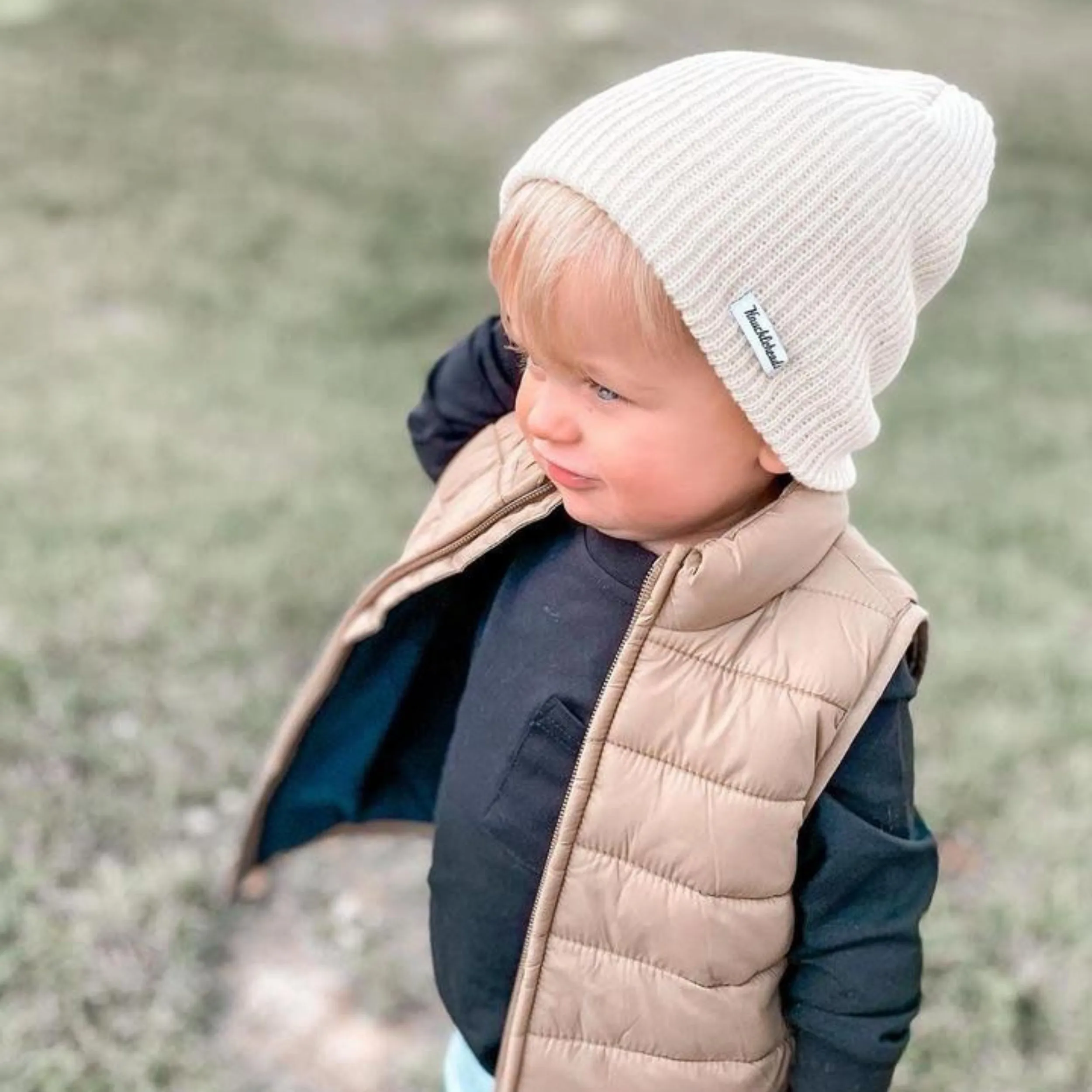 Knuckleheads Ivory Slouchy Beanie For Kids