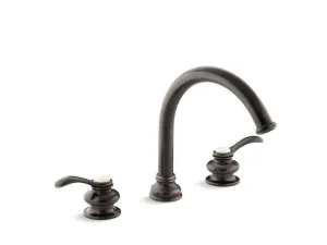 KOHLER K-T12885-4 Fairfax Deck-mount bath faucet trim with lever handles and traditional 8-7/8" non-diverter slip-fit spout, valve not included